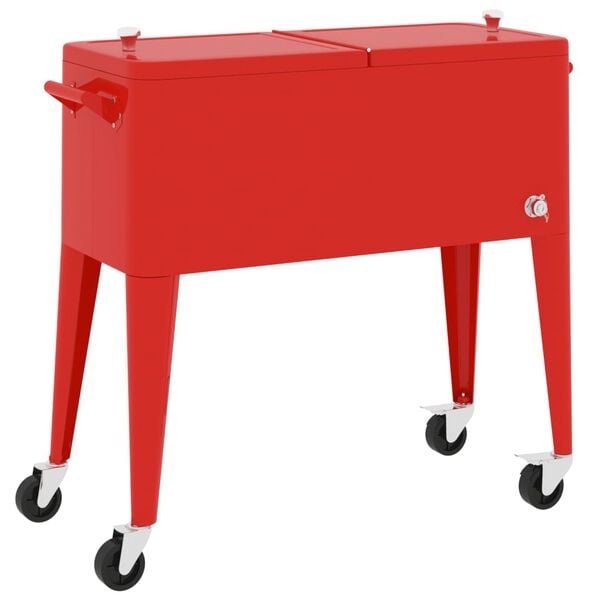 vidaXL Koelbox op wielen 92x43x89 cm rood - 55% Korting!