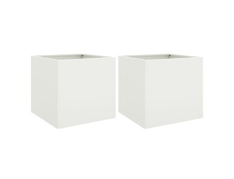 vidaXL Plantenbakken Staal Wit (40% Korting) - 2 stuks