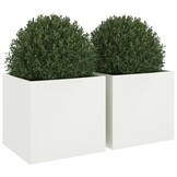 vidaXL Plantenbakken Staal Wit (40% Korting) - 2 stuks