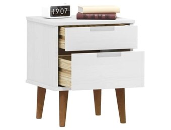 vidaXL Nachtkastje MOLDE Wit - 40x35x48cm Massief Grenenhout - 55% Korting