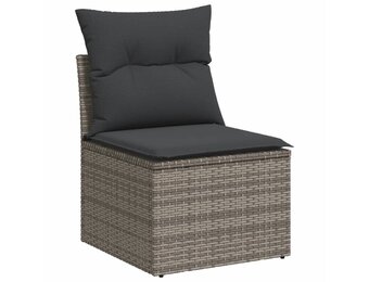vidaXL Tuinbank zonder armleuning met kussens poly rattan grijs