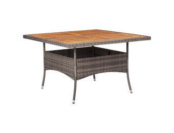 vidaXL Tuintafel Poly Rattan/Acaciahout Grijs - 40% Korting!
