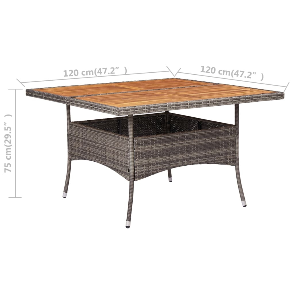 vidaXL Tuintafel Poly Rattan/Acaciahout Grijs - 40% Korting!