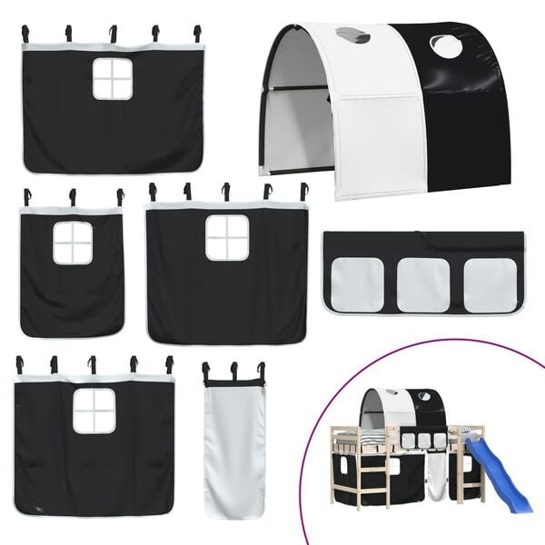 VidaXL Gordijnen voor hoogslaper - Wit/Zwart (88% Korting!)