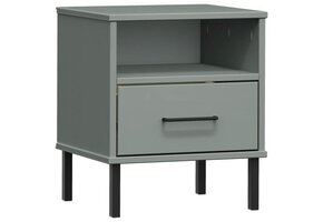 vidaXL Nachtkastje Grenenhout Grijs - 64% Korting