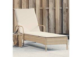 vidaXL Ligbed Poly Rattan Beige - 77% Korting!