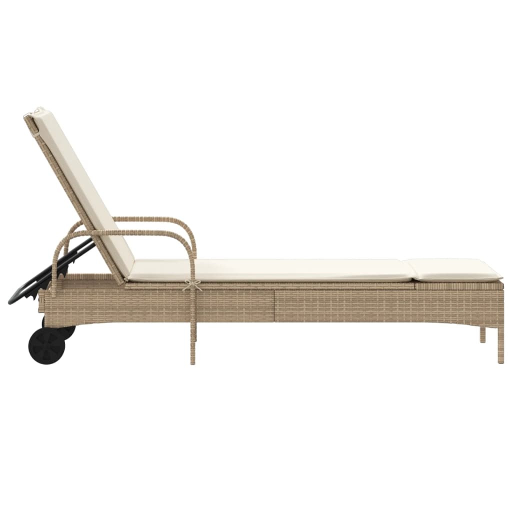 vidaXL Ligbed Poly Rattan Beige - 77% Korting!