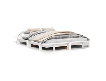 vidaXL Grenenhouten Bedframe Wit 140x200 cm - Nu 60% Korting!