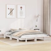 vidaXL Grenenhouten Bedframe Wit 140x200 cm - Nu 60% Korting!