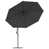VidaXL Zweefparasol Zwart 350cm met LED - 60% Korting!