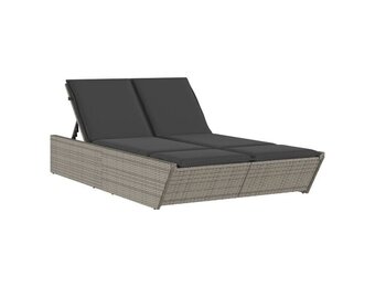 vidaXL Ligbed 2-persoons Poly Rattan Grijs - 60% Korting!