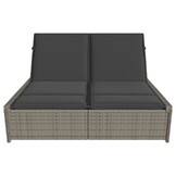 vidaXL Ligbed 2-persoons Poly Rattan Grijs - 60% Korting!