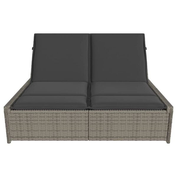 vidaXL Ligbed 2-persoons Poly Rattan Grijs - 60% Korting!