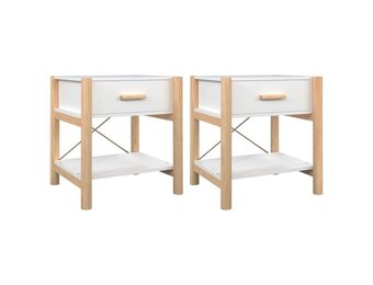 vidaXL Nachtkastjes 2 stuks Wit | 55% Korting | Bewerkt Hout | 42x38x45 cm