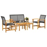 vidaXL 5-delige Loungeset Poly Rattan & Acaciahout Zwart | 55% Korting
