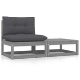 vidaXL Loungeset Grenenhout Grijs - Nu 40% Korting!