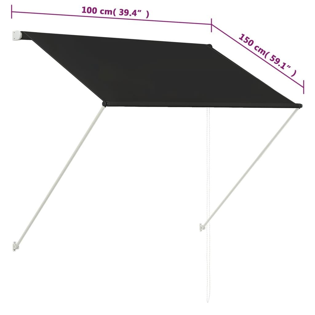 vidaXL Luifel uittrekbaar 100x150 cm Antraciet | 60% Korting