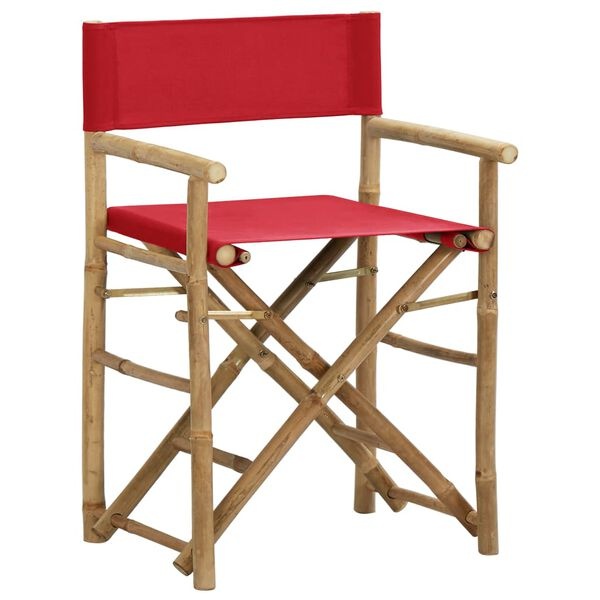 vidaXL Regisseursstoelen 2-st, Bamboe/Stof Rood - 67% Korting!