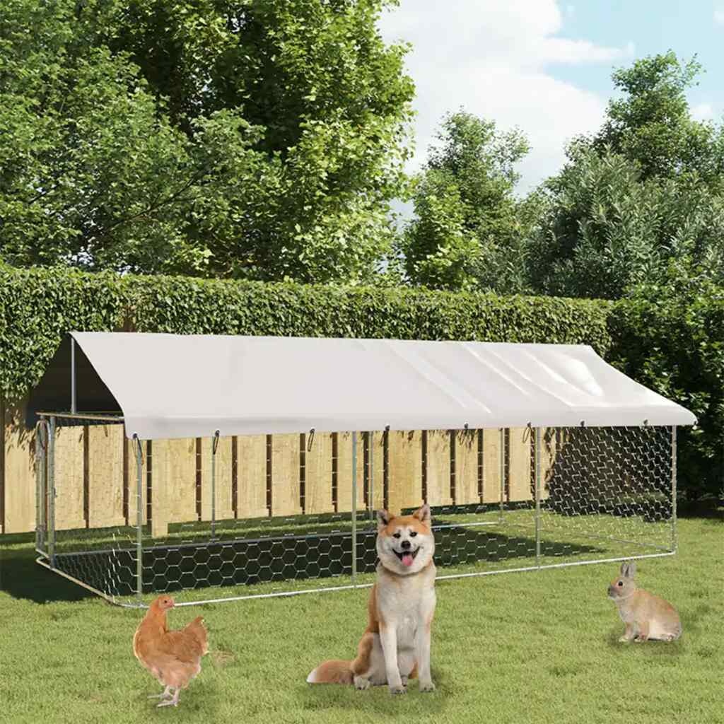 vidaXL Hondenkennel Outdoor met Dak 400x200x150 cm - 55% Korting