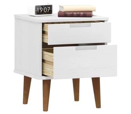 vidaXL Nachtkastje MOLDE Grenenhout Wit - 35% Korting!
