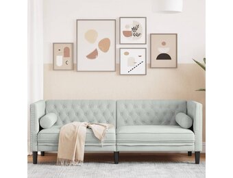 vidaXL Driezitsbank Chesterfield Fluweel Lichtgrijs - 40% Korting!