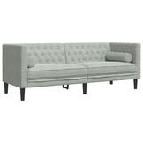 vidaXL Driezitsbank Chesterfield Fluweel Lichtgrijs - 40% Korting!