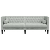 vidaXL Driezitsbank Chesterfield Fluweel Lichtgrijs - 40% Korting!