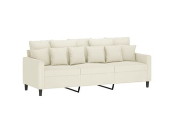vidaXL Driezitsbank 180 cm fluweel crèmekleurig - 40% Korting
