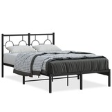 vidaXL Bedframe met hoofdbord - Metaal Zwart (120x200 cm) - 55% Korting!