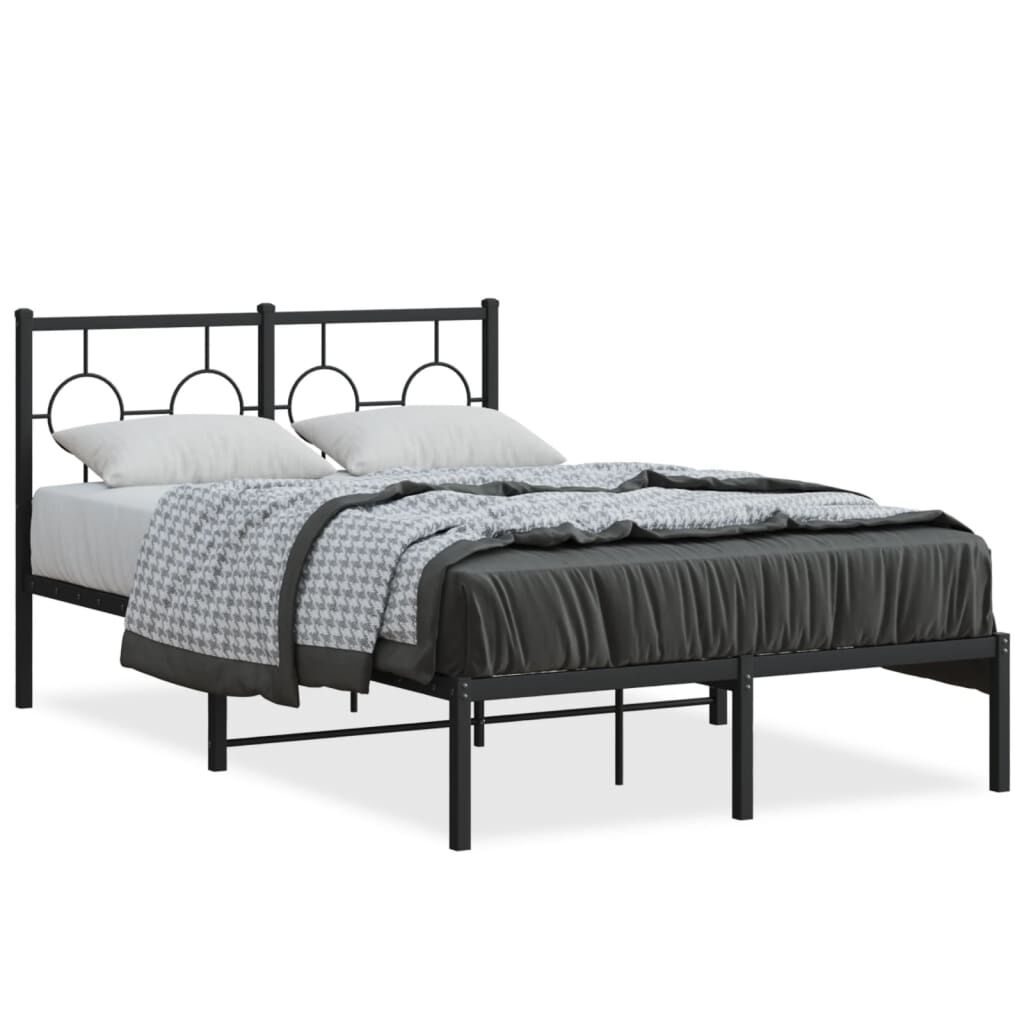 vidaXL Bedframe met hoofdbord - Metaal Zwart (120x200 cm) - 55% Korting!