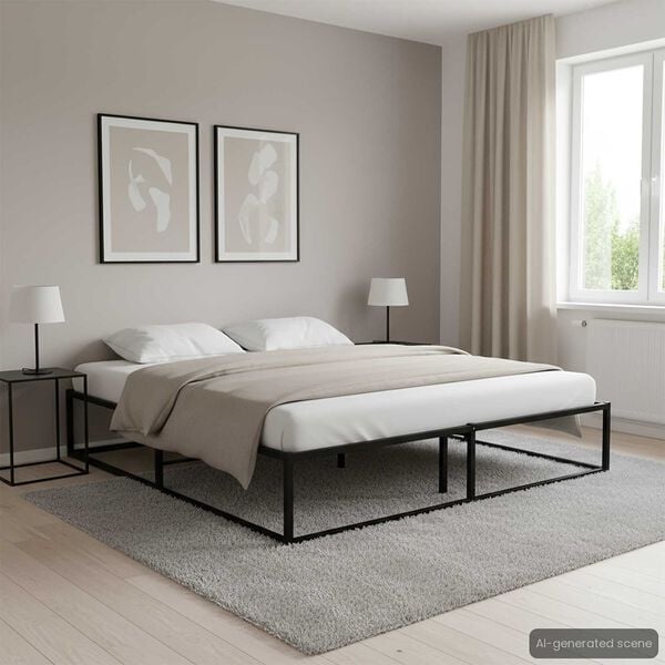 vidaXL Bedframe Metaal Zwart 200x200 cm - 46% Korting!