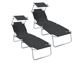 vidaXL Inklapbaar Ligbed met Luifel & 56% Korting - Zwart