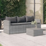 vidaXL 3-zits Tuinbank Poly Rattan Grijs met Kussens - 47% Korting!