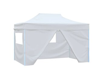 vidaXL Partytent Inklapbaar 3x4m Staal Wit - Nu 55% Korting!