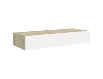 vidaXL Wandschap met lade - 60x23,5x10 cm MDF - Eiken/Wit - 55% Korting