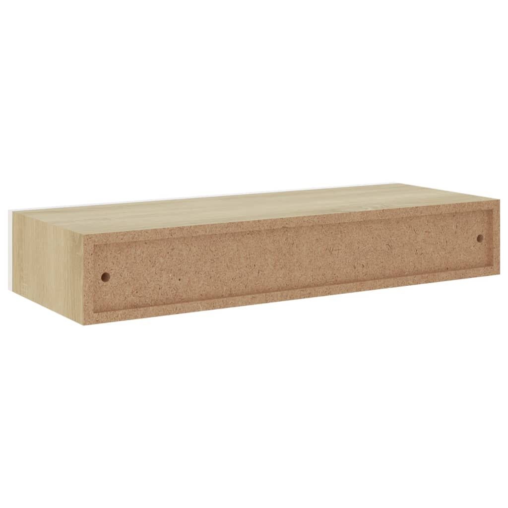 vidaXL Wandschap met lade - 60x23,5x10 cm MDF - Eiken/Wit - 55% Korting