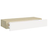 vidaXL Wandschap met lade - 60x23,5x10 cm MDF - Eiken/Wit - 55% Korting
