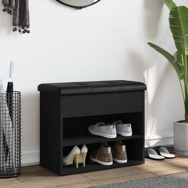 vidaXL Schoenenbank Zwart 62x32x50 cm - 35% Korting!