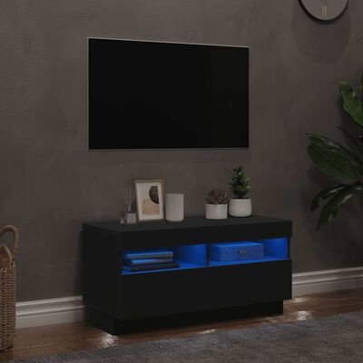 vidaXL TV-meubel met LED 80x35x40 cm zwart - 40% Korting!