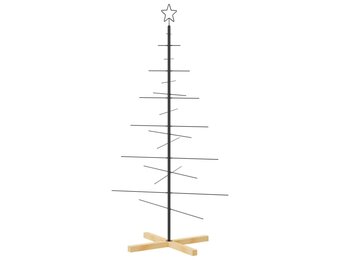 vidaXL Kerstboom Metaal Zwart (150 cm) met Houten Basis - Nu 40% Korting!