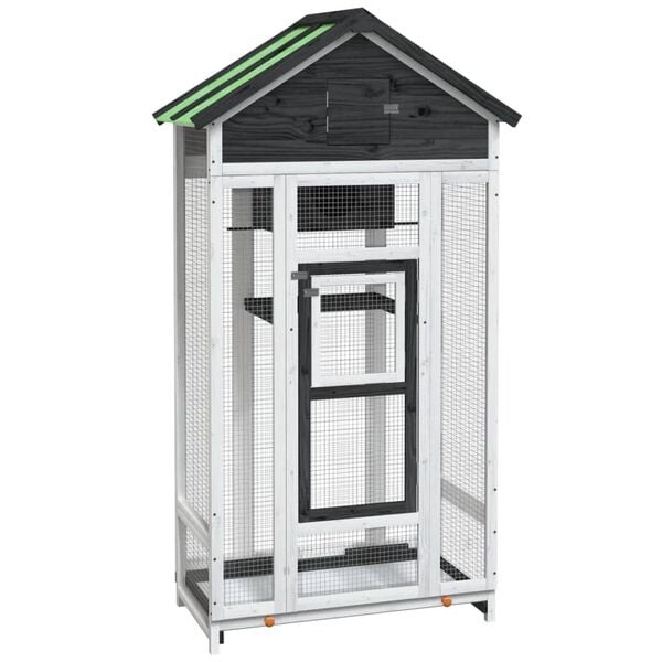 vidaXL Volière Grenenhout Grijs - 55% Korting!