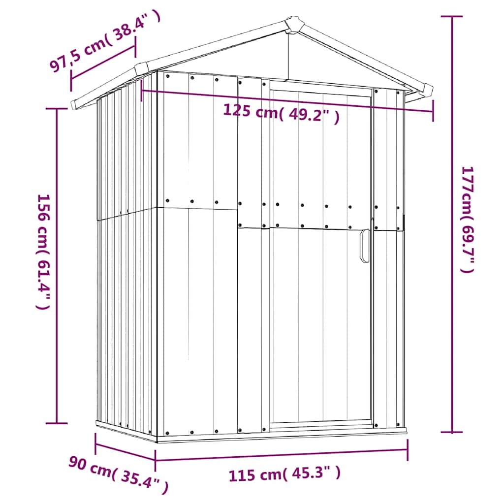 vidaXL Tuinschuur 126x97,5x177 cm | Gegalvaniseerd Staal | 55% Korting