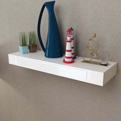 vidaXL Wandschap met Lade - MDF Wit - 55% Korting!