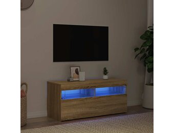 VidaXL TV-meubel met LED 55% Korting - 90x35x40 cm Sonoma Eiken