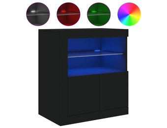 vidaXL Dressoir met LED 60,5x37x67 cm Zwart - 55% Korting!