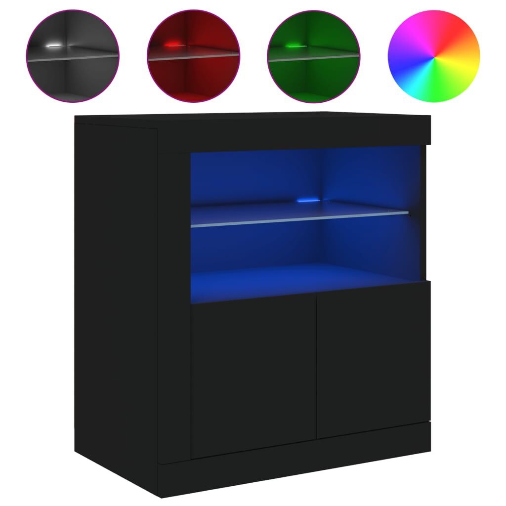 vidaXL Dressoir met LED 60,5x37x67 cm Zwart - 55% Korting!