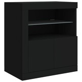 vidaXL Dressoir met LED 60,5x37x67 cm Zwart - 55% Korting!