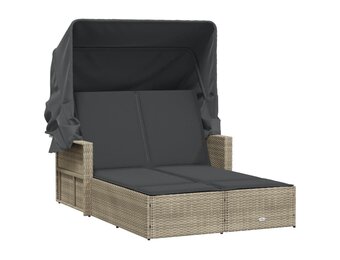 vidaXL 2-persoons Ligbed Poly Rattan Lichtgrijs - 35% Korting!