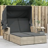 vidaXL 2-persoons Ligbed Poly Rattan Lichtgrijs - 35% Korting!
