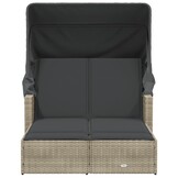 vidaXL 2-persoons Ligbed Poly Rattan Lichtgrijs - 35% Korting!